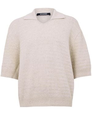 Jacquemus Short-Sleeved Knit Polo Shirt - White