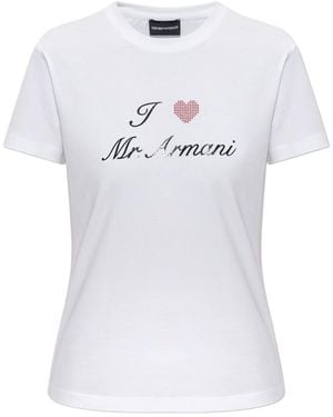 Emporio Armani Logo Printed Crewneck T-Shirt - White