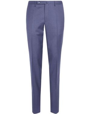 Incotex Pressed-Crease Wool Tailored Pants - Blue