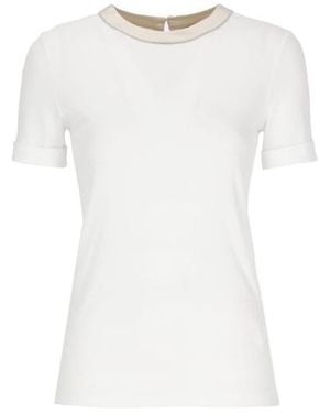 Peserico Embellished Neck T-Shirt - White