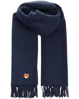 Maison Kitsuné Maison Kitsuné Fox Head Scarf - Blue