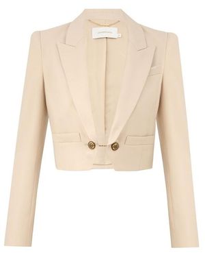 Zimmermann Cropped Wool Blazer - Natural