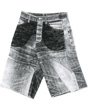 ANDERSSON BELL Lace-Panels Denim Shorts - Gray