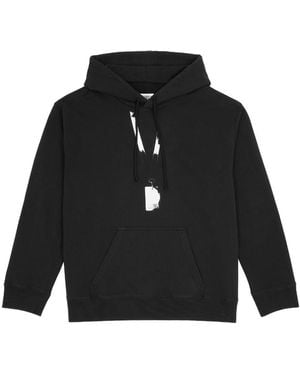 MM6 by Maison Margiela Logo Printed Long-Sleeved Hoodie - Black