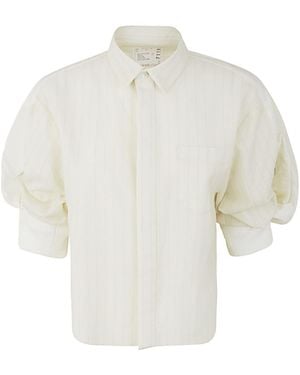 Sacai Puff-Sleeved Striped Shirt - White