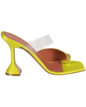AMINA MUADDI Square-Headed High-Heeled Sandals - Yellow
