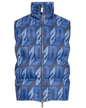 DSquared² Logo-Print Gilet - Blue