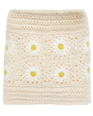Alanui Daisy Crocheted Miniskirt - Natural