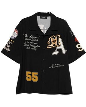 Amiri Varsity Patch Oversized Camp Shirt - Black