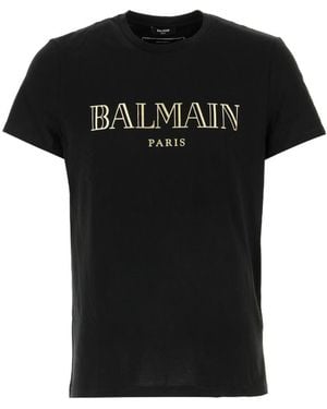 Balmain Logo Printed T-Shirt - Black