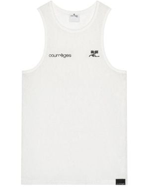 Courreges Breathable Sleeveless Mesh Tank Top - White