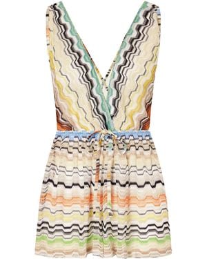 Missoni Mare Striped Crochet-Knit Playsuit - Natural