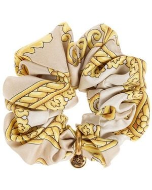 Versace Barocco-Print Medusa-Pendant Scrunchie - Metallic