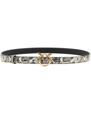 Pinko Python Print Leather Belt - White