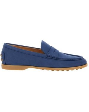 Tod's Logo Embossed Slip-On Loafers - Blue