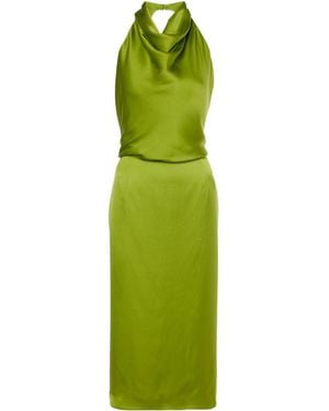 Magda Butrym Halterneck Silk Satin Midi Dress - Green