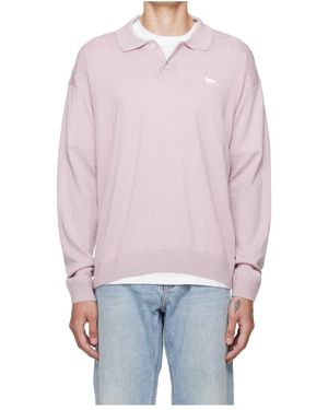 Maison Kitsuné Knitted Polo Shirt - Pink