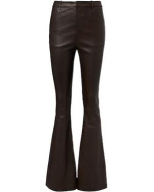 Vince Simple Stylish Genuineleather Wideleg Pants - Black