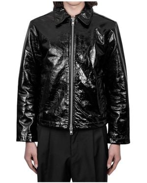 sunflower Lapel Leather Jacket - Black