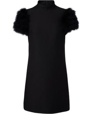 Valentino Crepe Couture Feather-Trimmed Minidress - Black