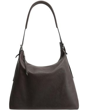Lemaire Belted Hobo Leather Shoulder Bag - Black