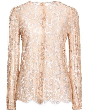 Dolce & Gabbana Solid-Color Long-Sleeve Lace Top - Pink