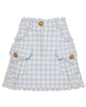 Balmain Plaid Skirt - Blue