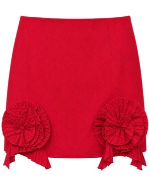 Blumarine Rose-Detail Taffeta Mini Skirt - Red