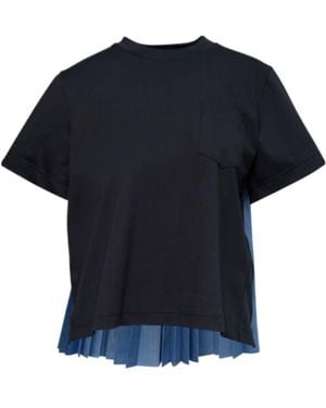 Sacai Pleated Panel T-Shirt Top - Black