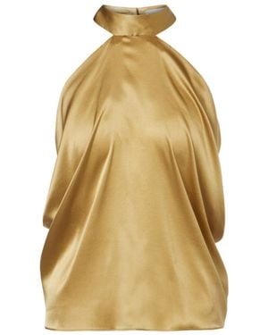 Nina Ricci Open-Back Silk-Blend Satin Top - Yellow