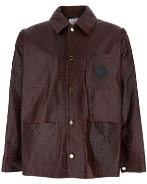 CASABLANCA Buttoned Workwear Leather Jacket - Brown