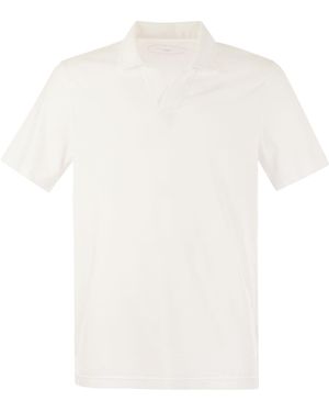 Fedeli Open Neck Polo Shirt - White