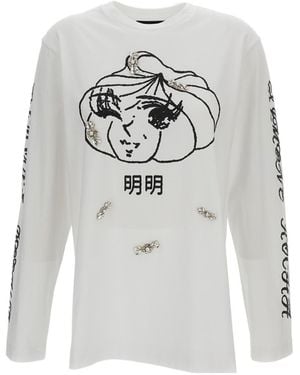Simone Rocha Crew Neck Long-Sleeved T-Shirt - Grey