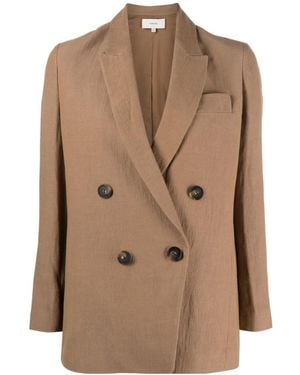 Vince Double-Breasted Blazer - Brown