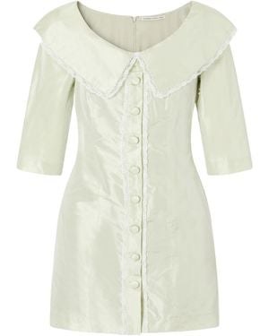 Alessandra Rich Silk Off-The-Shoulder Mini Dress - Natural