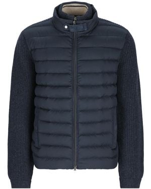 Herno Quilted Knit Hybrid Jacket - Blue