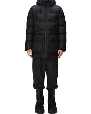Rains Alta Long Puffer Cargo Jacket - Black