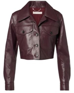 Emilia Wickstead Nics Cropped Leather Jacket - Red