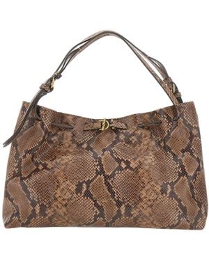 Gianni Chiarini Mimi Python-Effect Leather Shoulder Bag - Brown