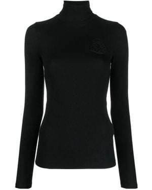 Polo Ralph Lauren Logo-Patch Ribbed-Knit Sweater - Black