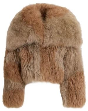 The Attico Fur Short Coat - Brown