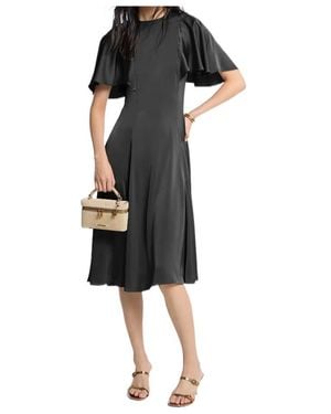 MICHAEL Michael Kors Cape Sleeve Satin Midi Dress - Black