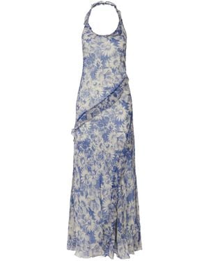 SIR. Open-Back Ruffled Dress - Blue