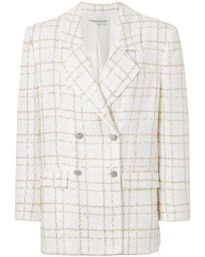 Alessandra Rich Checked Metallic Tweed Blazer - White