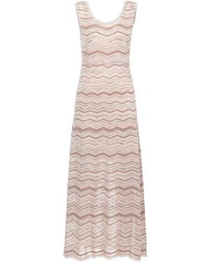 D.exterior Zigzag Knit Sleeveless Dress - Natural