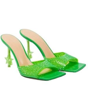 Mach & Mach Star Crystal-Embellished Pvc Mules - Green