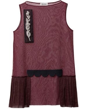 Miu Miu Embellished Tulle Dress - Purple