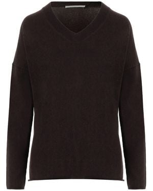 Allude V-Neck Cashmere Knitted Sweater - Black