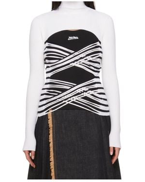 Jean Paul Gaultier Striped Turtleneck - Black