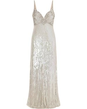 Jenny Packham Crystal-Embellished Sequined Tulle Gown - White